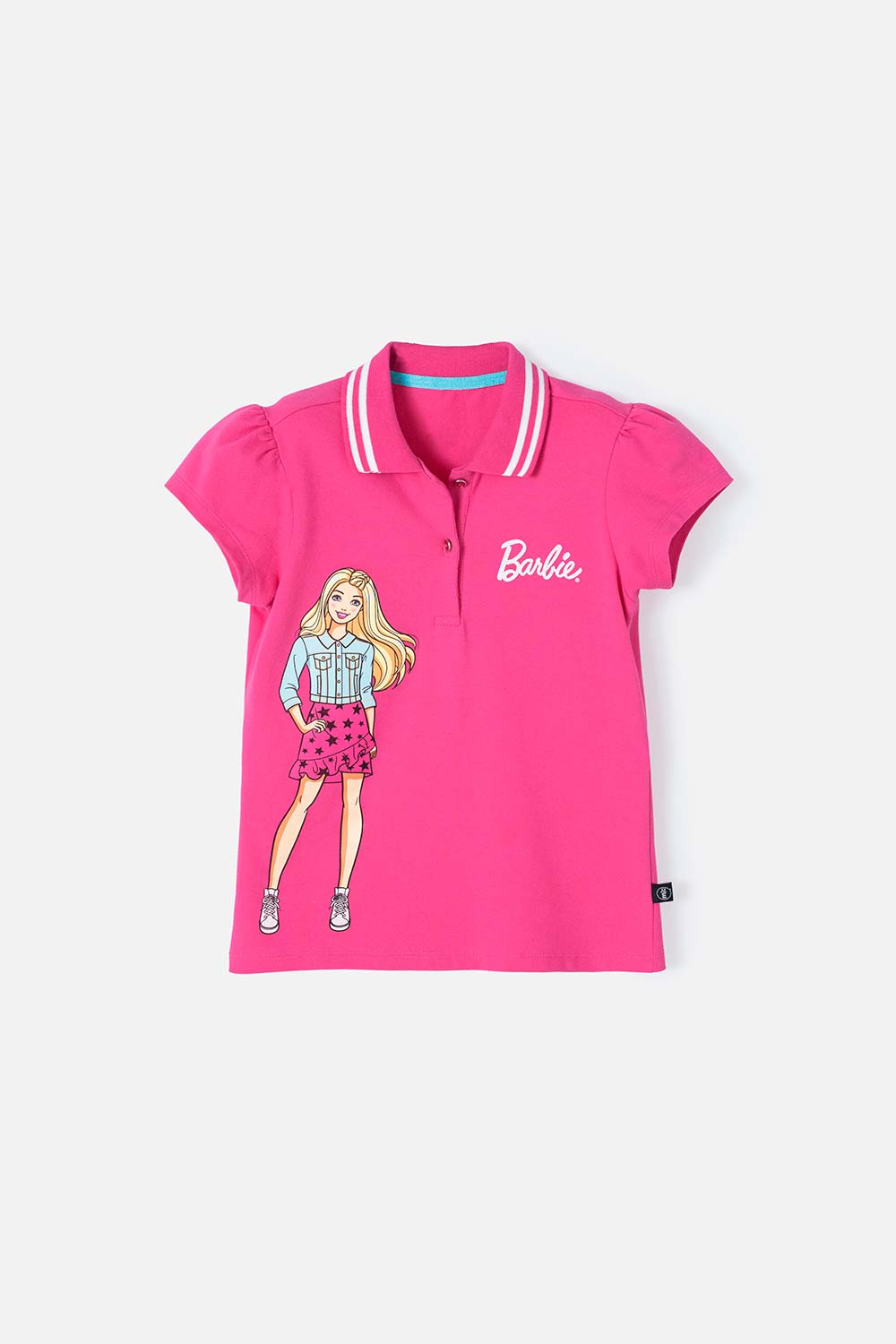 Camiseta de Barbie fucsia tipo polo para niña 4-0