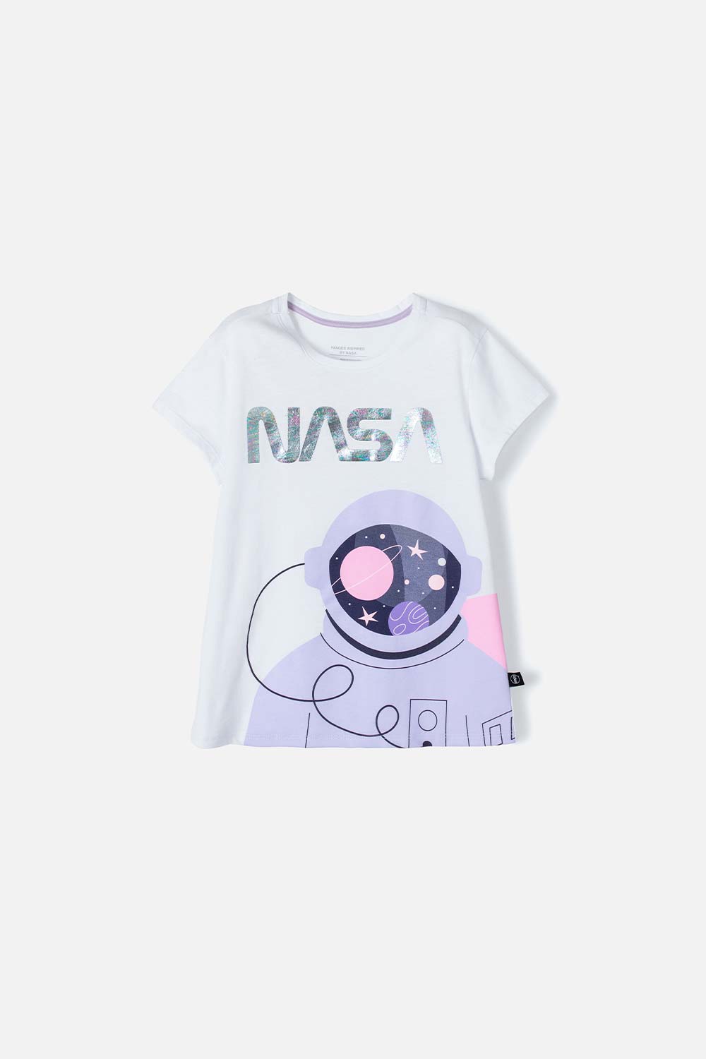 Camiseta de la Nasa blanca manga corta para niña 4-0