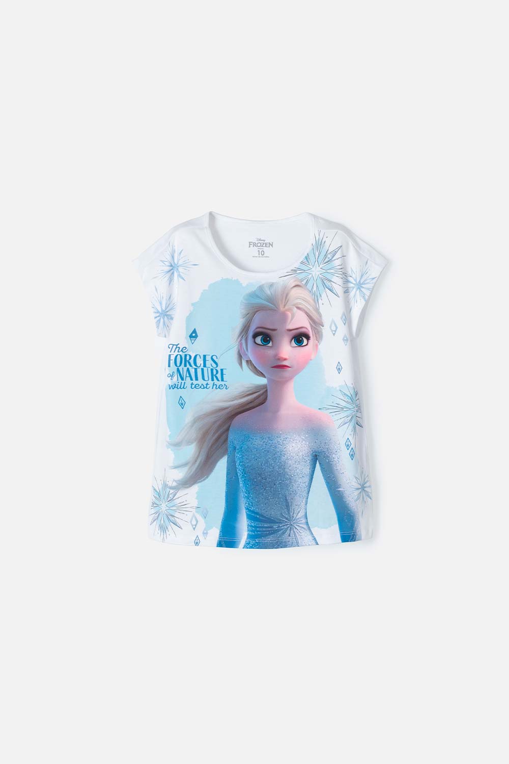 Camiseta de Frozen manga corta blanca y azul para niña 4-0