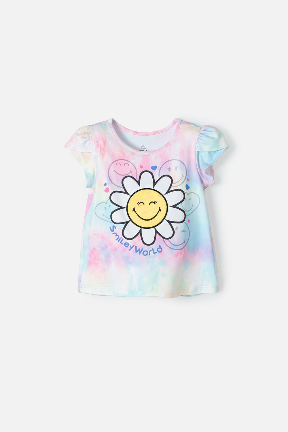 Camiseta de Smiley multicolor estampada para niña 2T a 5T 5T-0