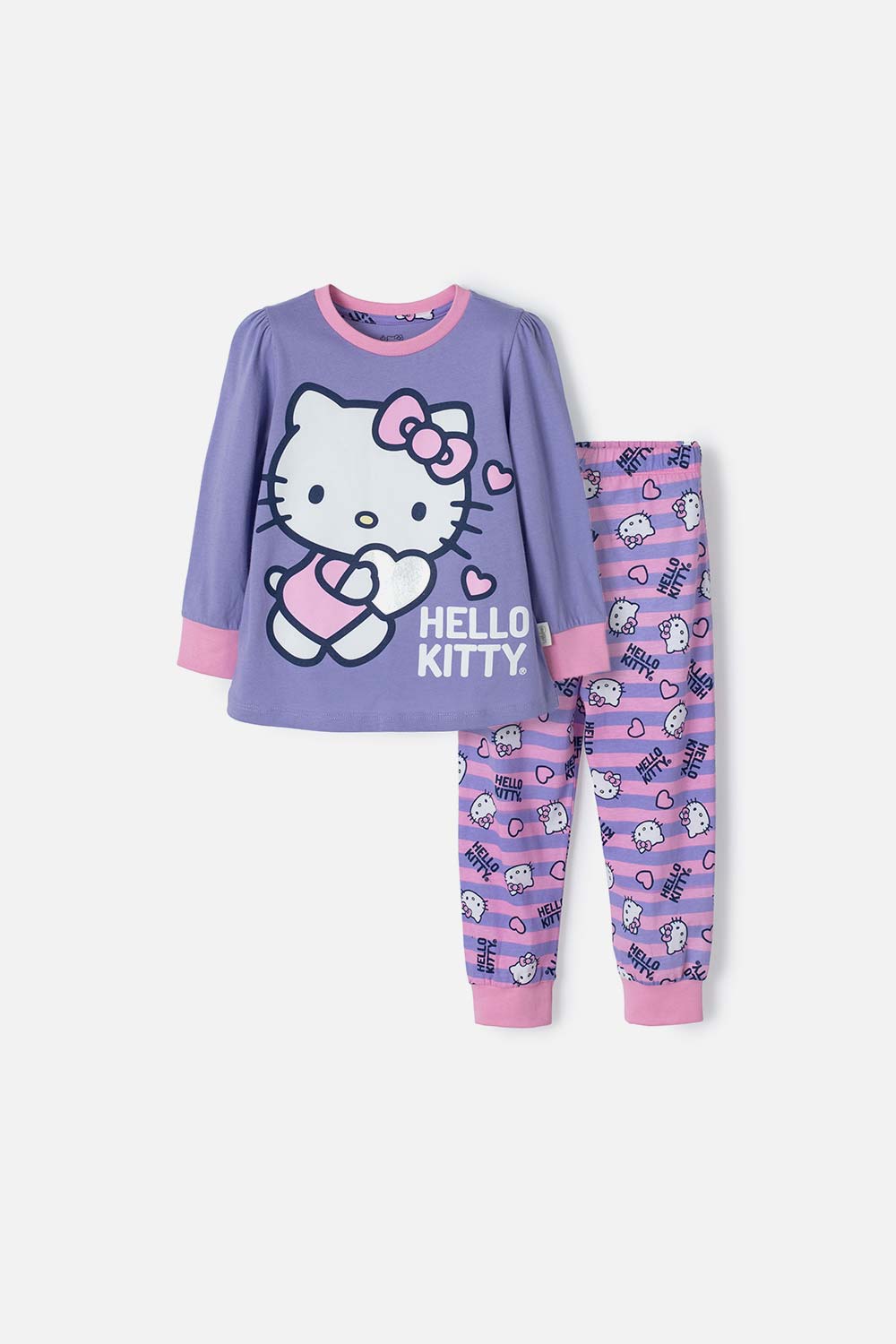 Pijama de Hello Kitty morada y rosada de camiseta manga larga para niña 2T a 5T 2T-0
