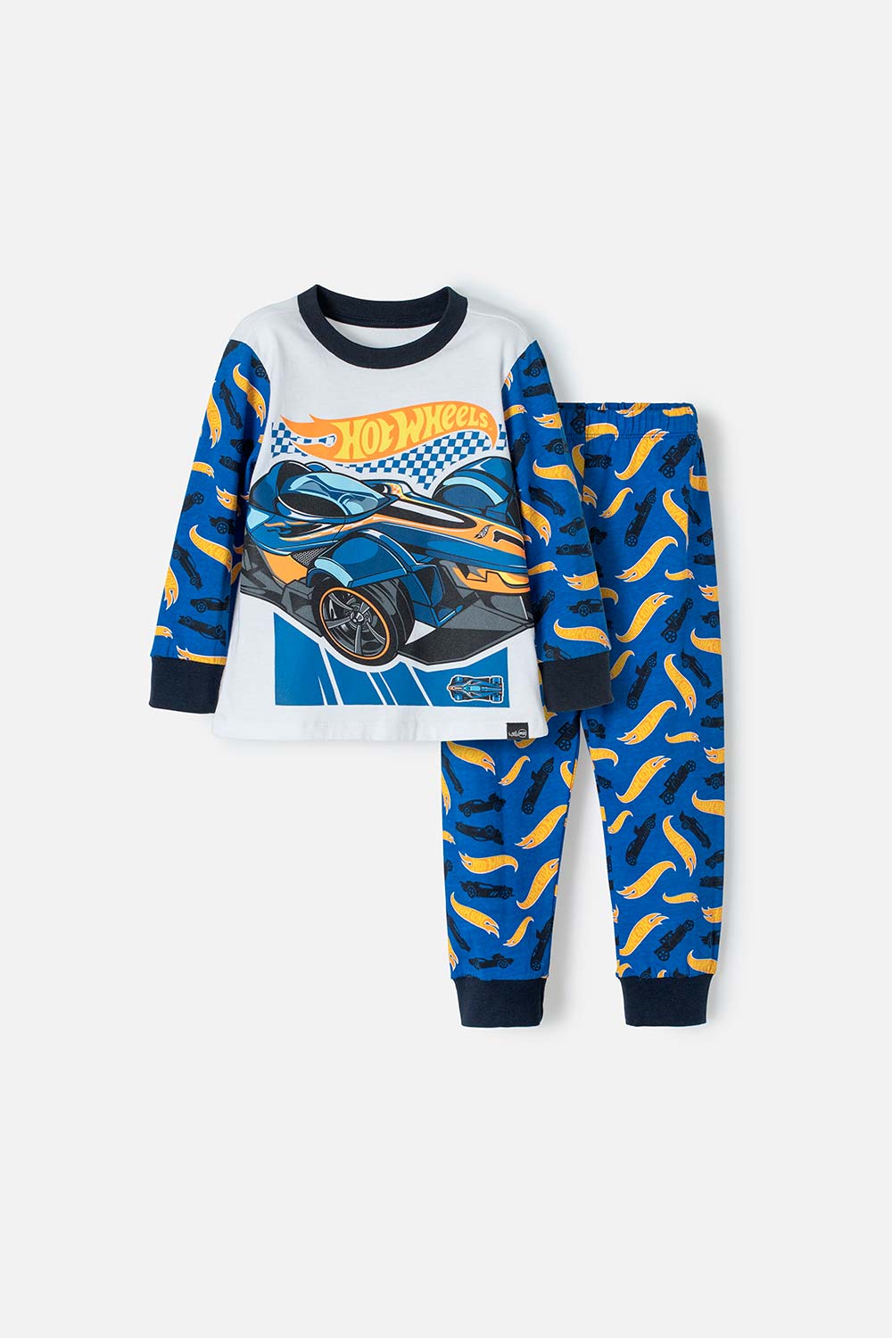 Pijama de Hotwheels manga larga multicolor para niño 2T a 5T 2T-0
