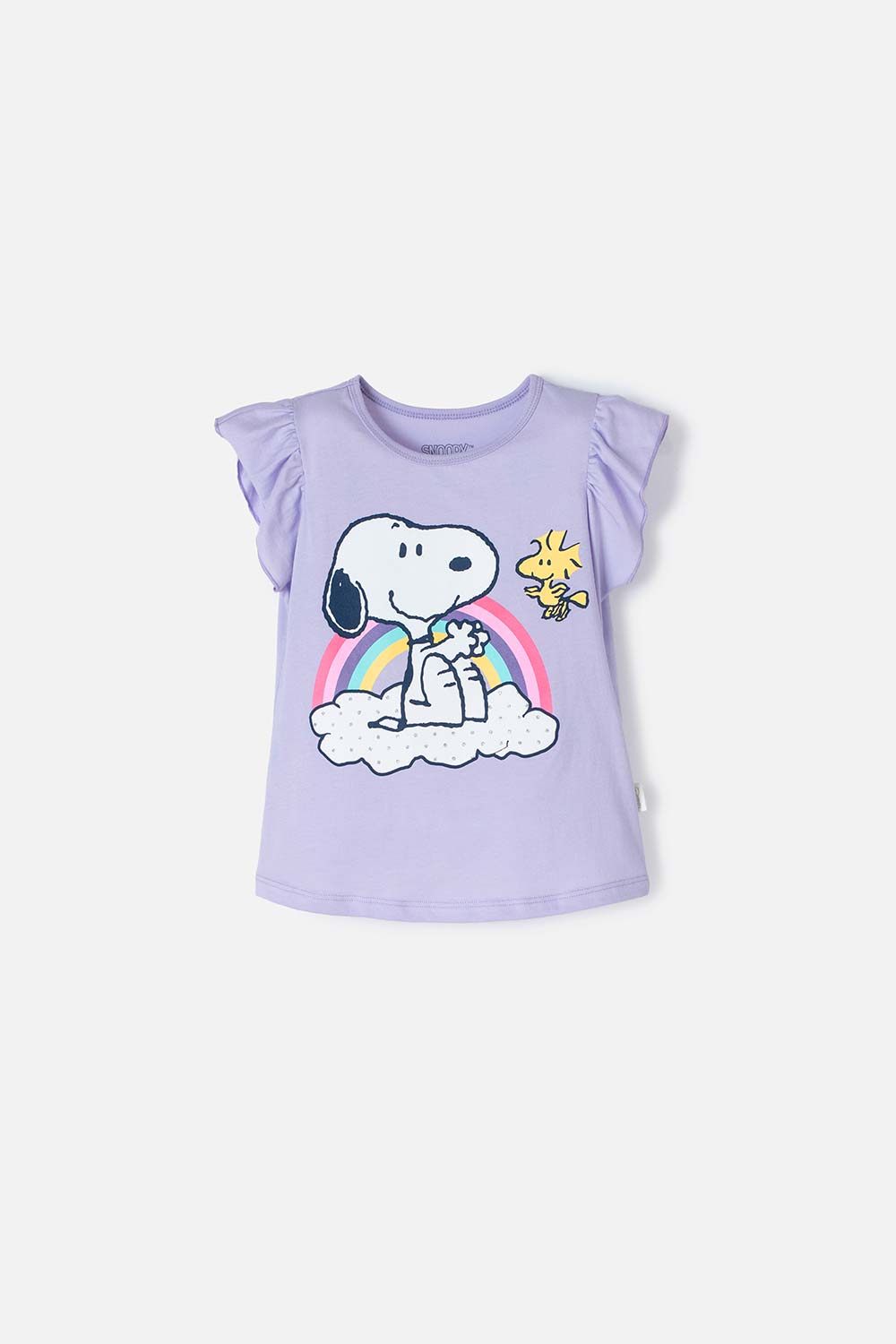 Camiseta de Snoppy manga corta lila para niña 2T a 5T 2T-0