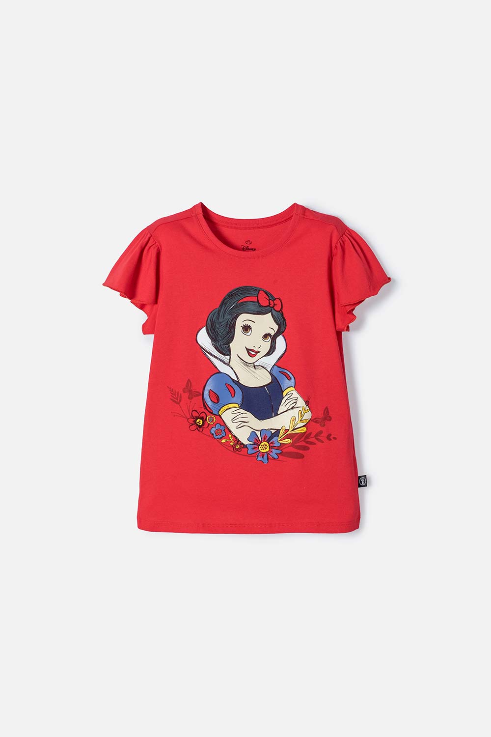 Camiseta de Blancanieves roja estampada en frente para niña 4-0