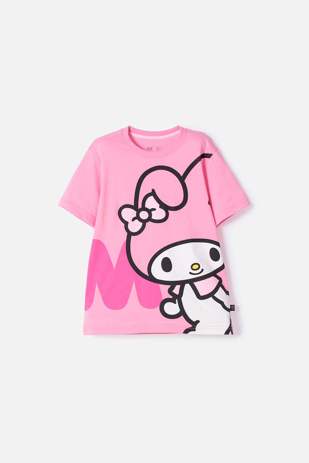 Camiseta de My Melody & Kuromi rosada con estampado en frente para niña 4-0
