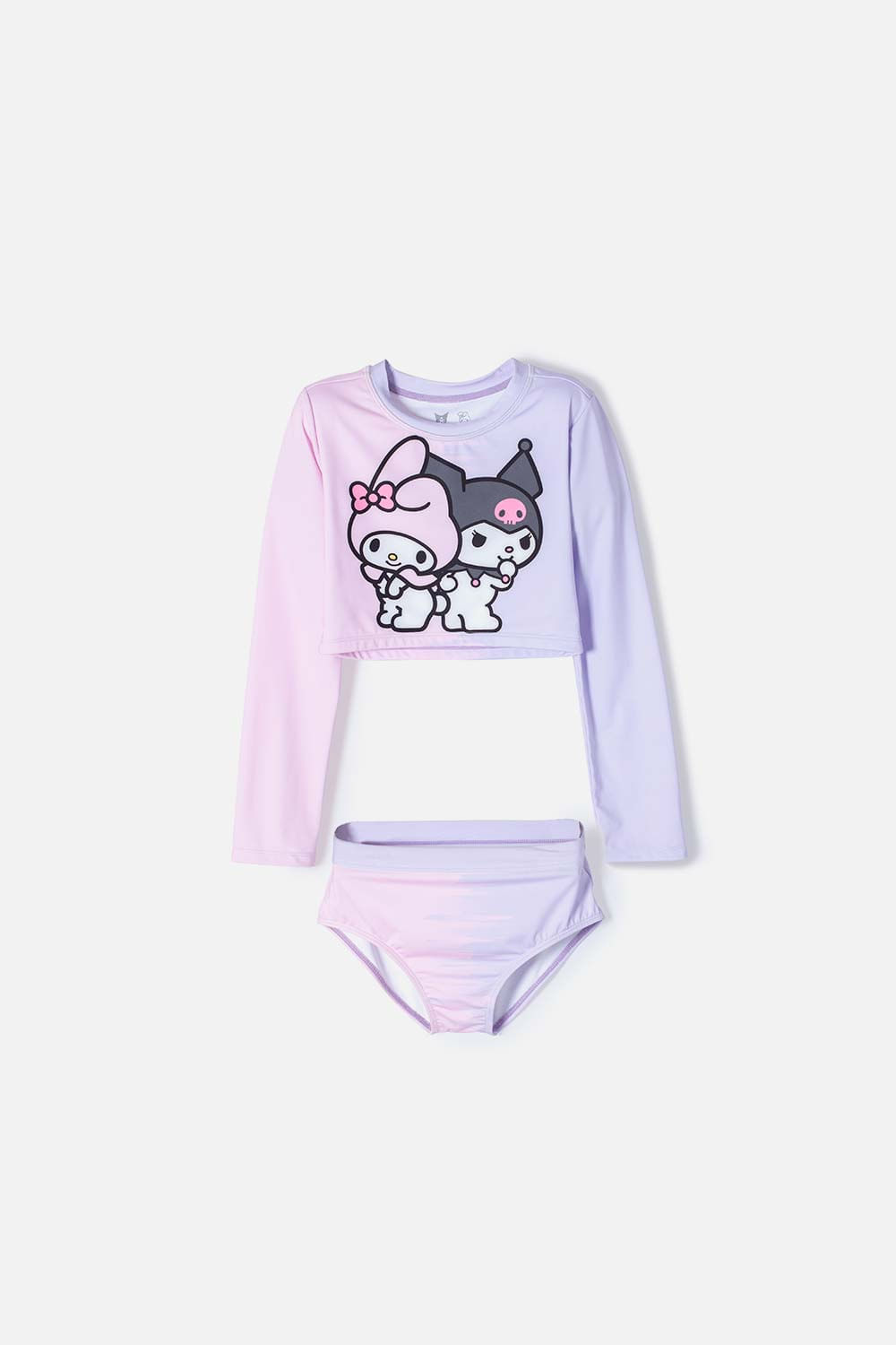 Conjunto de baño de My Melody & Kuromi rosado y lavanda manga larga para niña 4-0
